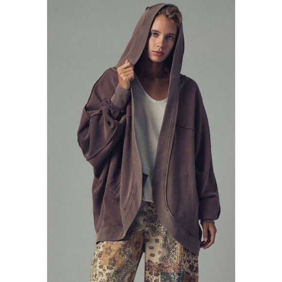 Urban Daizy Washed Waffle Knit Hooded Cardigan - Picture 3 of 9